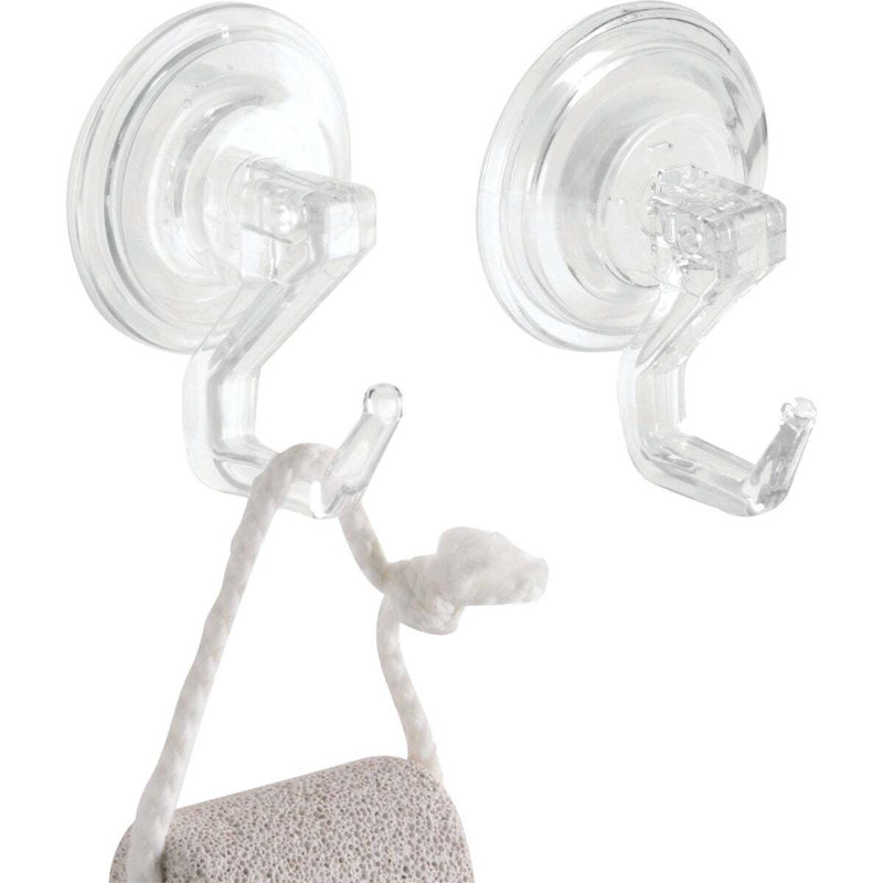 iDesign 52820 Power Lock Shower Hook, Clear Plastic   pair