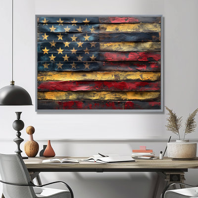 Blue Red American Flag I - Flag Wall Art Print