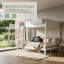 Structure de lit superposé grand lit, avec échelle, garde-corps et tablettes de rangement, structure en bois, conception modulaire, blanc-1790642909-1790642911