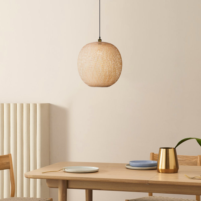 Luminaire suspendu 1 lumière jaune Bairbre, 11.81" H x 11.81" W x 11.81" D
