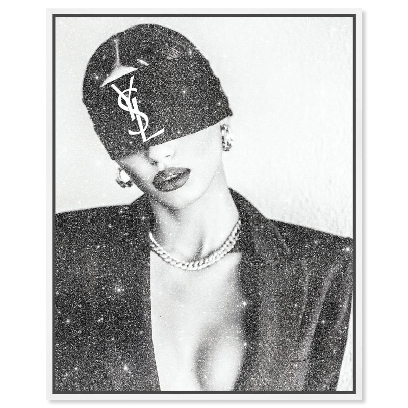 Diamond Dark Fashion Canvas Print by Oliver Gal, Black Frame, 16 x 20, 21"H x 25"W, White Floater Frame