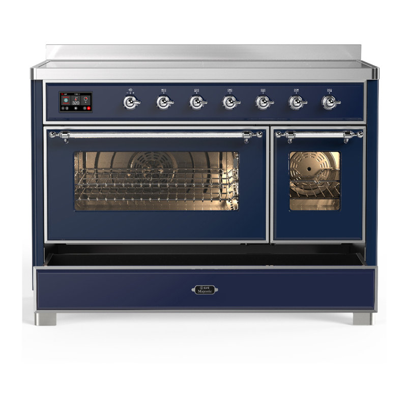 Cuisinière à induction 48 pouces avec 6 éléments à induction bleu nuit Majestic III Series (garniture chromée), Bleu nuit