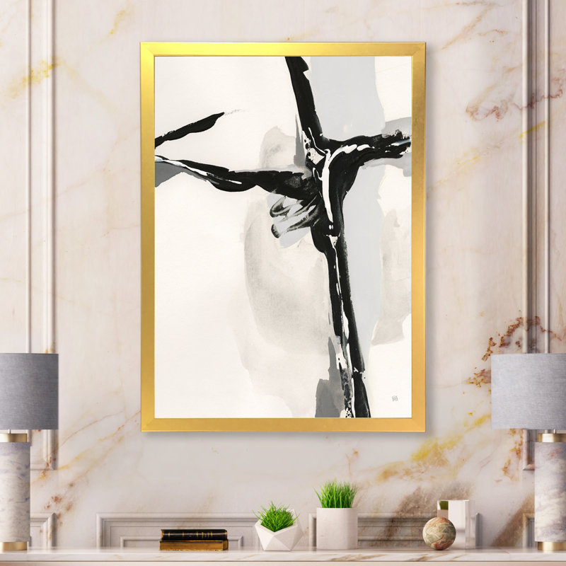 « abstract neutral ii »-image image sur toile, Cadre doré, H 40 po x l 30 po x P 1,5 po