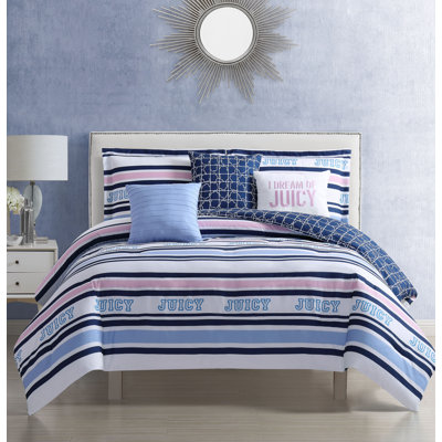 Blair Multicoloured Striped Reversible 6-Piece Set, Queen