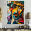 «Blue Yellow Geometric Fragmented Portrait», reproduction d'art cubique abstraite-2075620429-2075620786