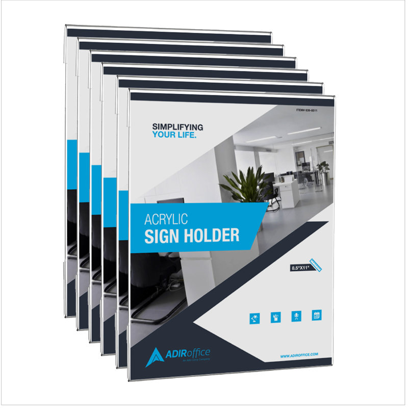 Clear Wall Mount 8.5x11 Acrylic Sign Holder Set