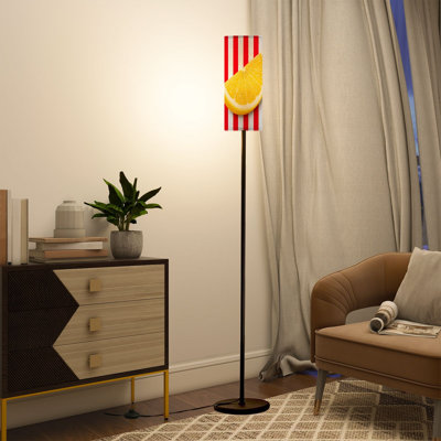 Modern Tall Floor Lamp with Remote Control Dimmable LED, Adjustable Lampshade Bright Lemon Slice for Living Room Bedroom Office
