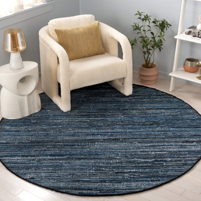 Tapis bleu / noir tissé à la main Abiram