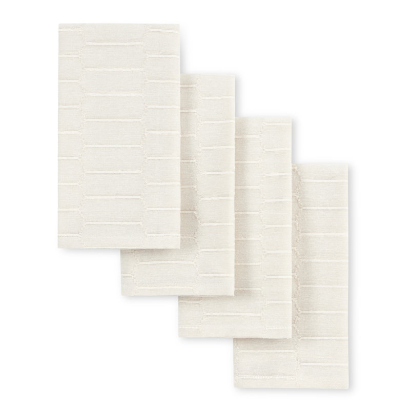 Ensemble de 4 serviettes de table en nid d'abeille modernes Martha Stewart, gris anthracite, 19 po x 19 po, Beige