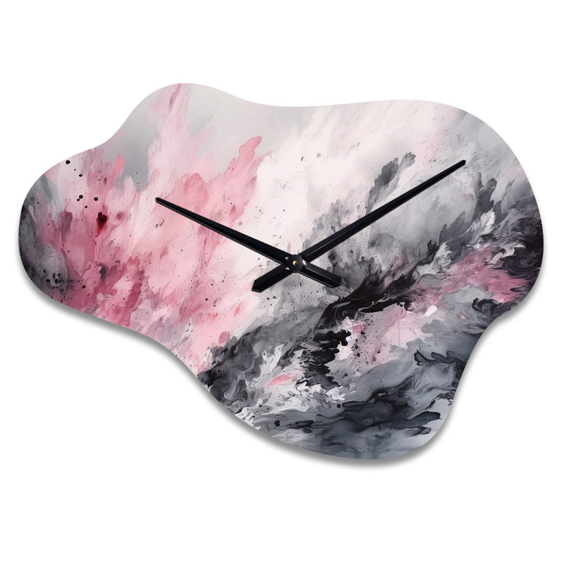 «Evolving In Pink Grey», horloge murale géométrique asymétrique, Grand