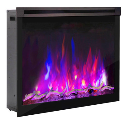 Wrought Studio 36.1 " W Black Recessed Wall Mounted Electric Fireplace