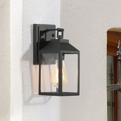 1- Light Matte Black Lantern Outdoor Wall Sconce