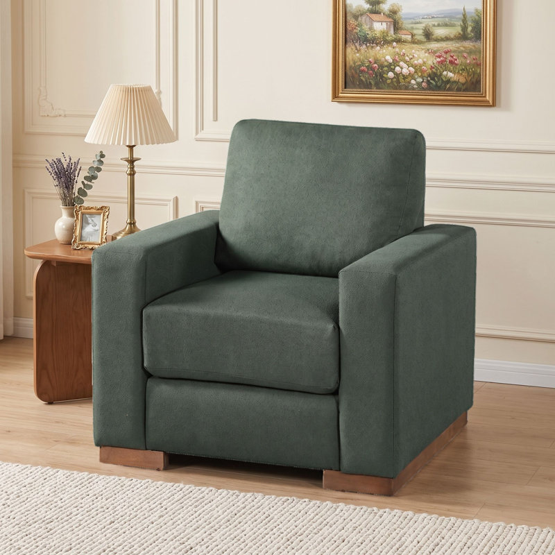 Fauteuil d'appoint carré rembourré, Vert
