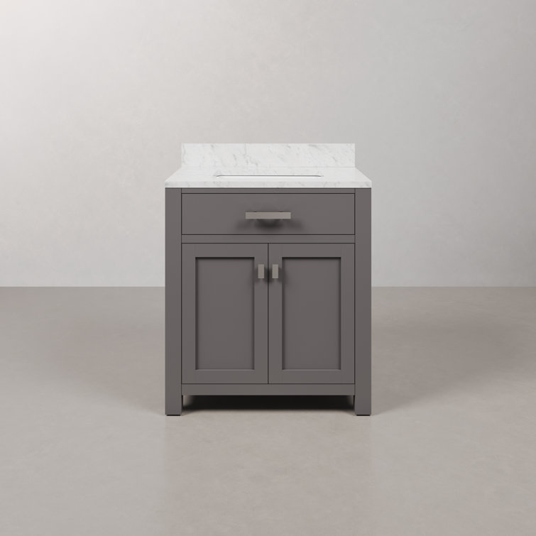 Minnetrista 30'' Single Bathroom Vanity with Carrara Marble Top
