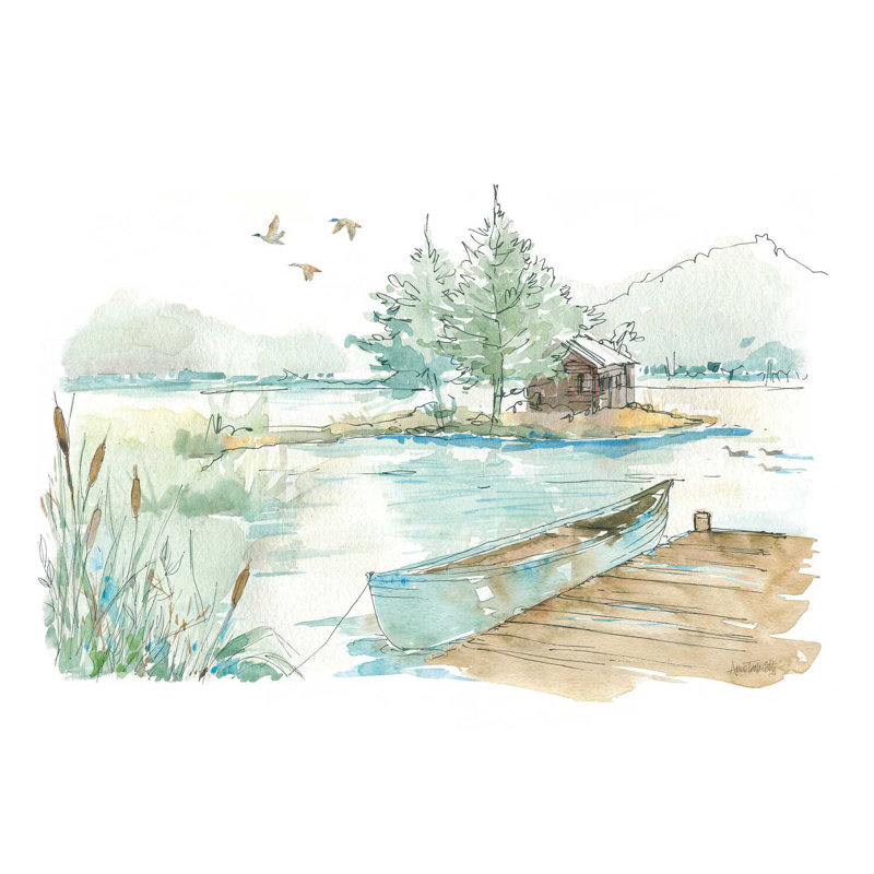 Lakehouse II sur fond blanc, H 24 po x l 36 po x P 1,25 po, Non, Toile tendue