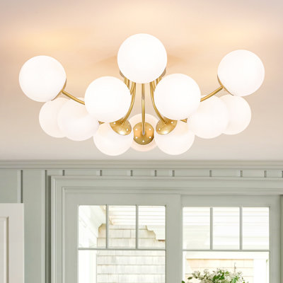 Plafonnier semi-encastré 10 lumières Mid-Century