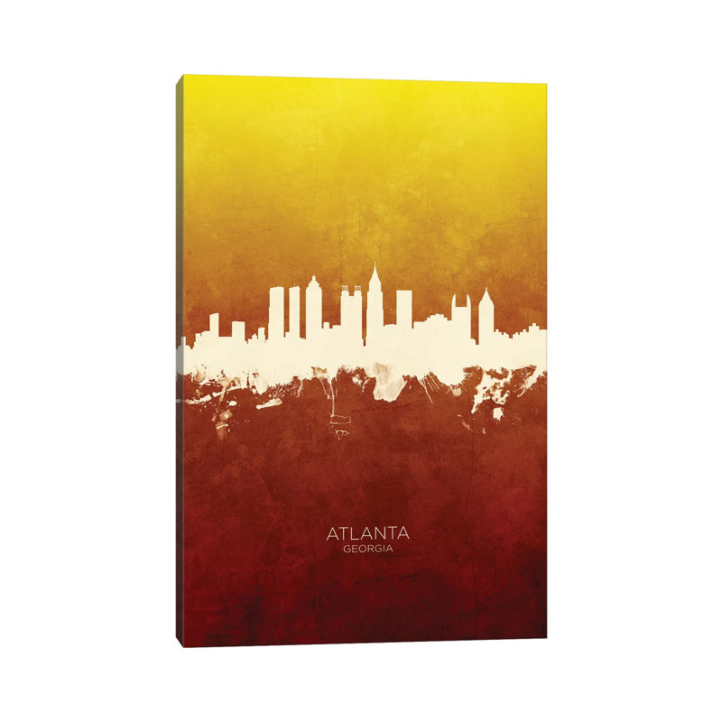 Atlanta Georgia Skyline Red Gold by Michael Tompsett - Wrapped Canvas Gallery-Wrapped Canvas Giclée, 20.32 cm H x 30.48 cm W