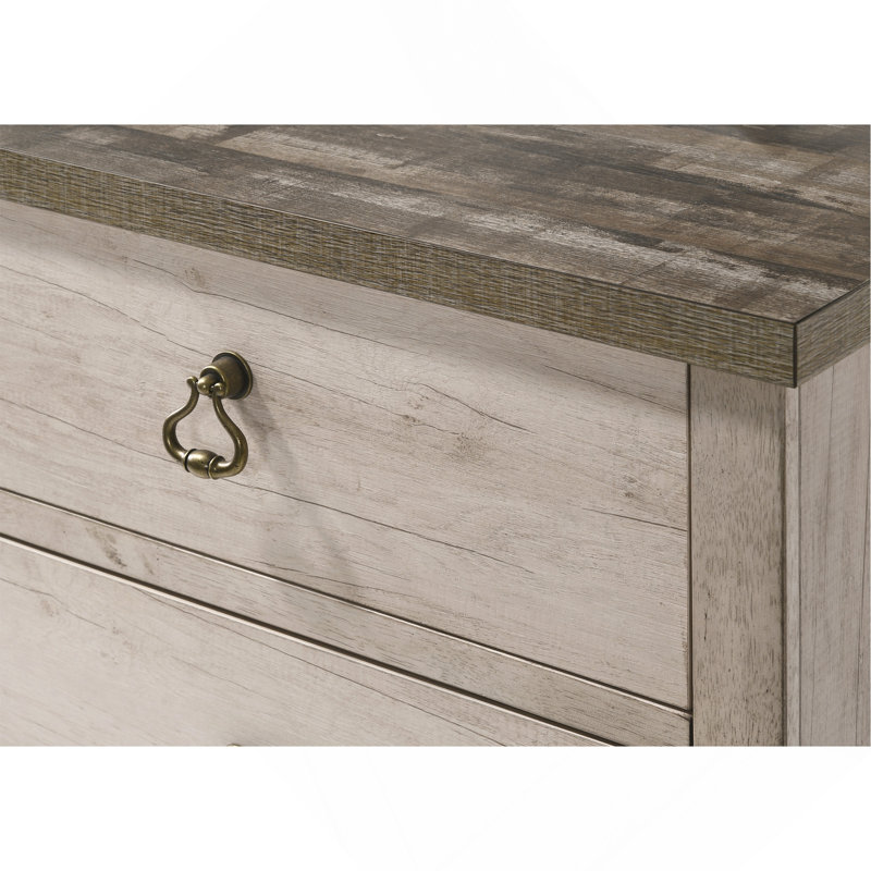 Commode 6 tiroirs style vieilli 1Pc, Naturel