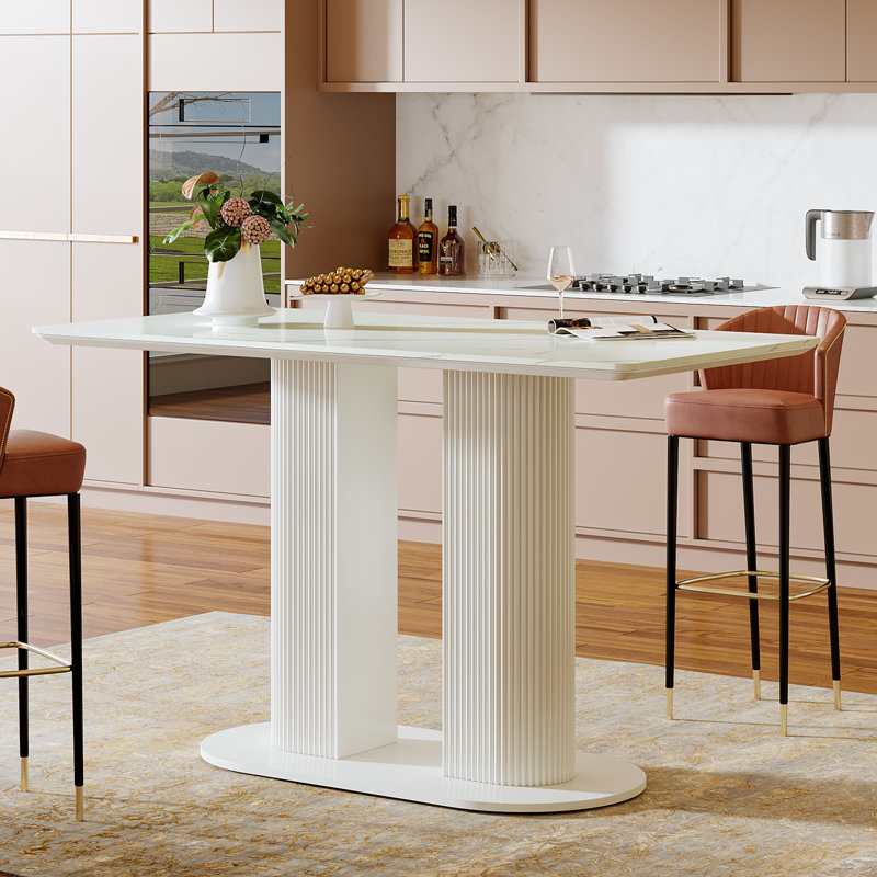 Faux Marble Bar Table, 47-inch Counter Height Table