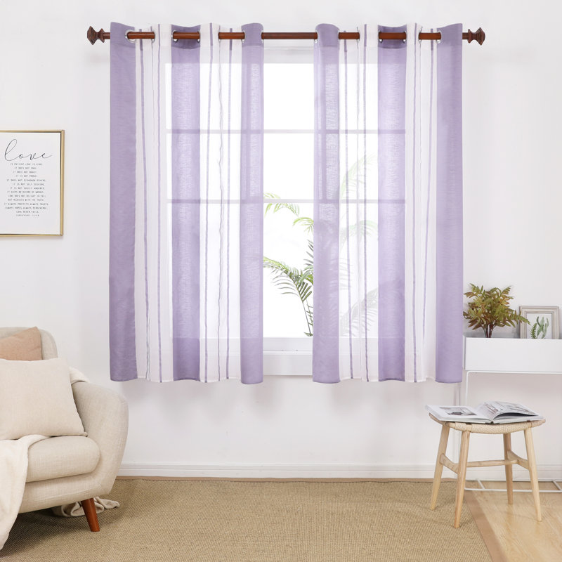 Dearious Sheer Curtain Pair, Width 140 x Drop 138 cm, Purple