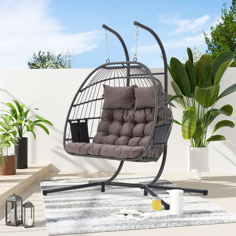 Balancelle avec support pour 2 personnes EROMMY, Gris