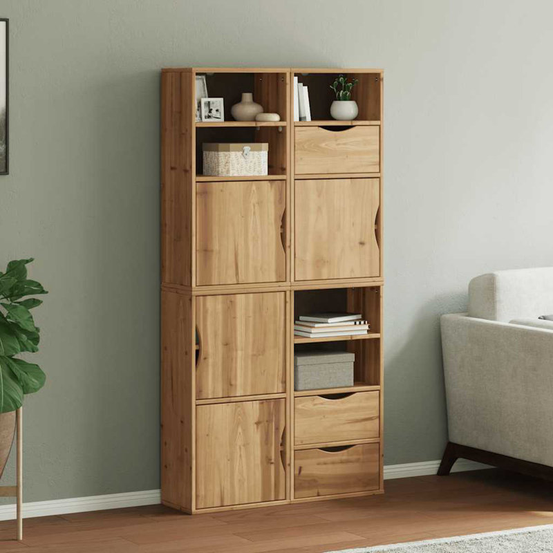 Side Cabinets 4 Pcs "ODDA" 40X24x79 Cm Solid Wood Pine, Natural