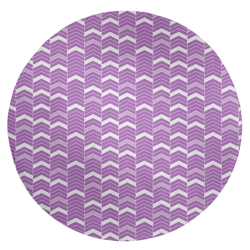 Chenille Chevron Indoor Rug, Round 5'