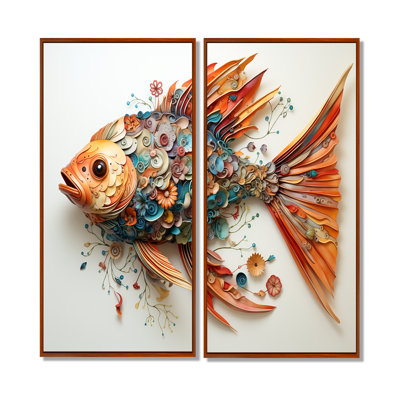 Fishing Whale Of Colors II - Large Hunting & Fishing Canvas Wall Art Set Of 2