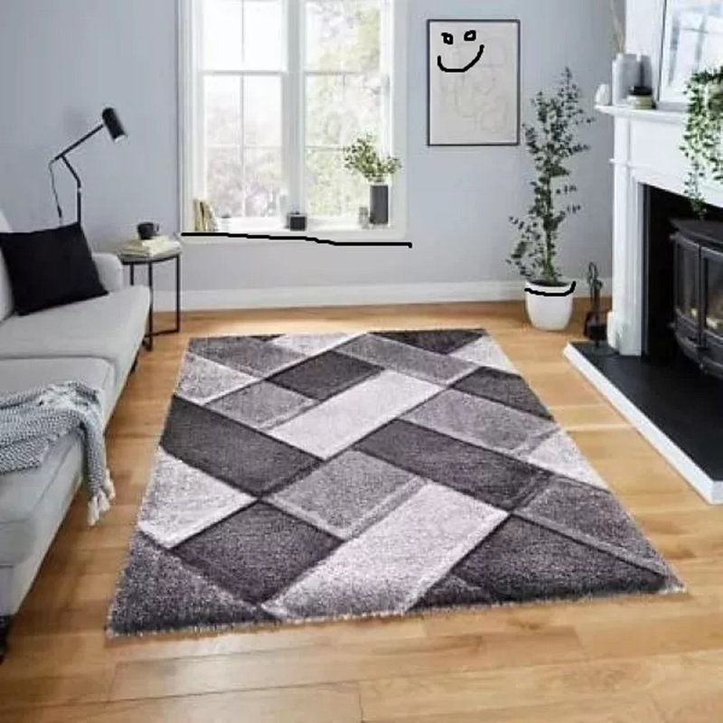 Geometric Shag Area Rug, Rectangle 160 x 230 cm