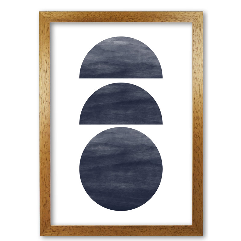 Abstract Circles - Single Picture Frame Print, Honey Oak Frame, 60 cm H x 42 cm W x 5 cm D