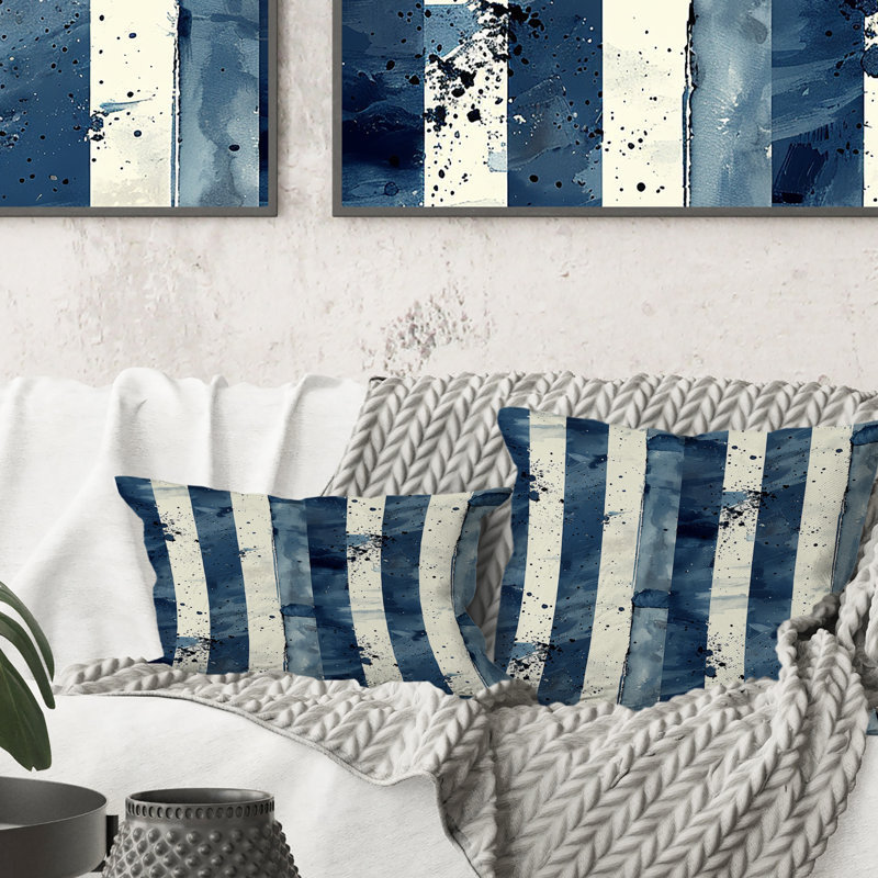 Coussin décoratif Blue Stipes - Stipes, H 16 po x l 16 po