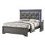 Tête de lit capitonnée en similicuir 1pc grand lit avec meubles de chambre à coucher à DEL gris et texture unique en bois massif FB
