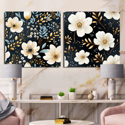 Ezio - Ensemble de 2 collages carrés floraux