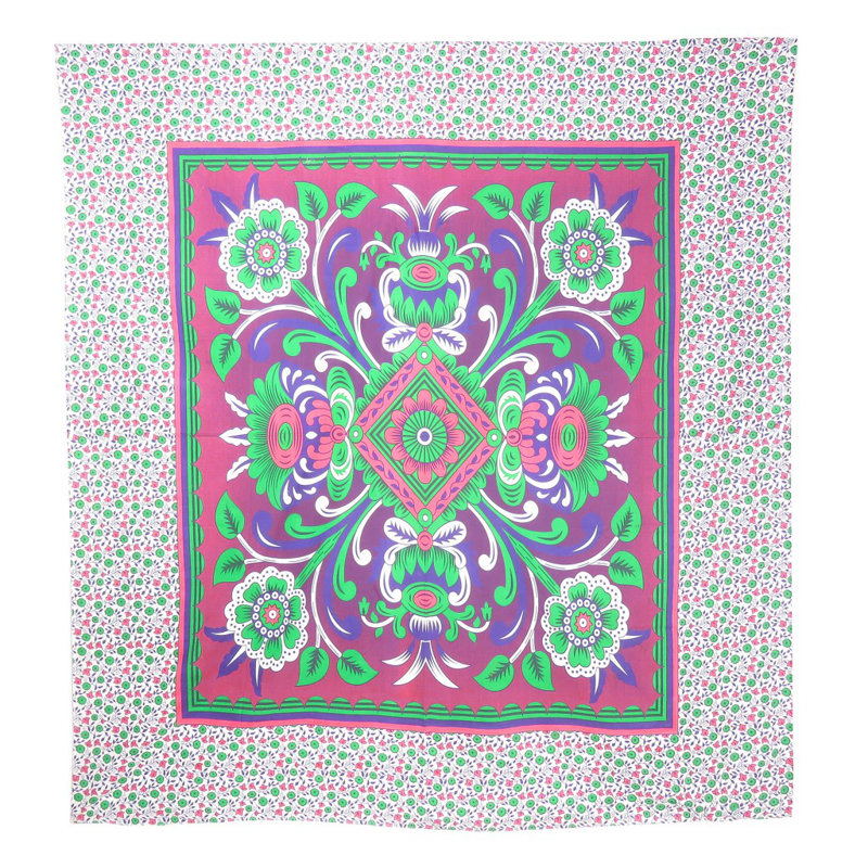 Tapisserie 88 po x 84 po à motif floral en coton rose, vert et blanc