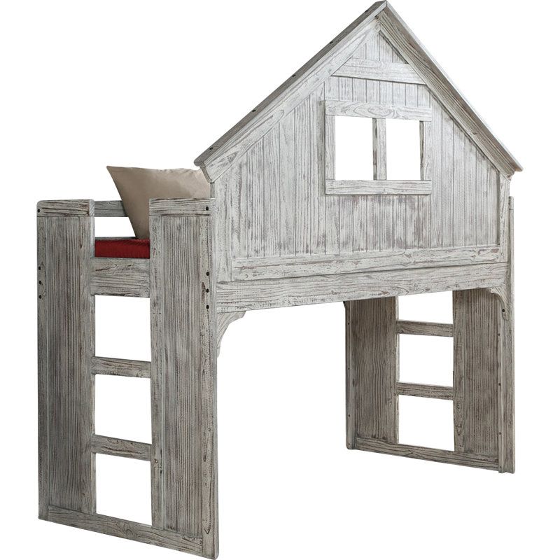 Lit mezzanine simple sur simple en bois massif Rickard par Harriet Bee