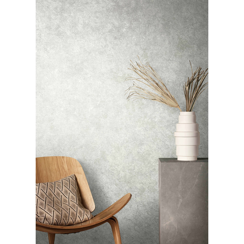 Air Collection Clay Textured Wallpaper Roll, Silver