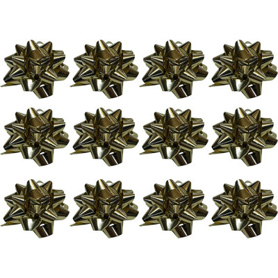 PMU Decorative Star Gift Bows Small 2in 12Pkg Pkg1