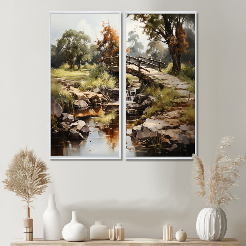 Gilbertson - art mural traditionnel beige, 32" H x 32" W, Impression encadrée flottante, White
