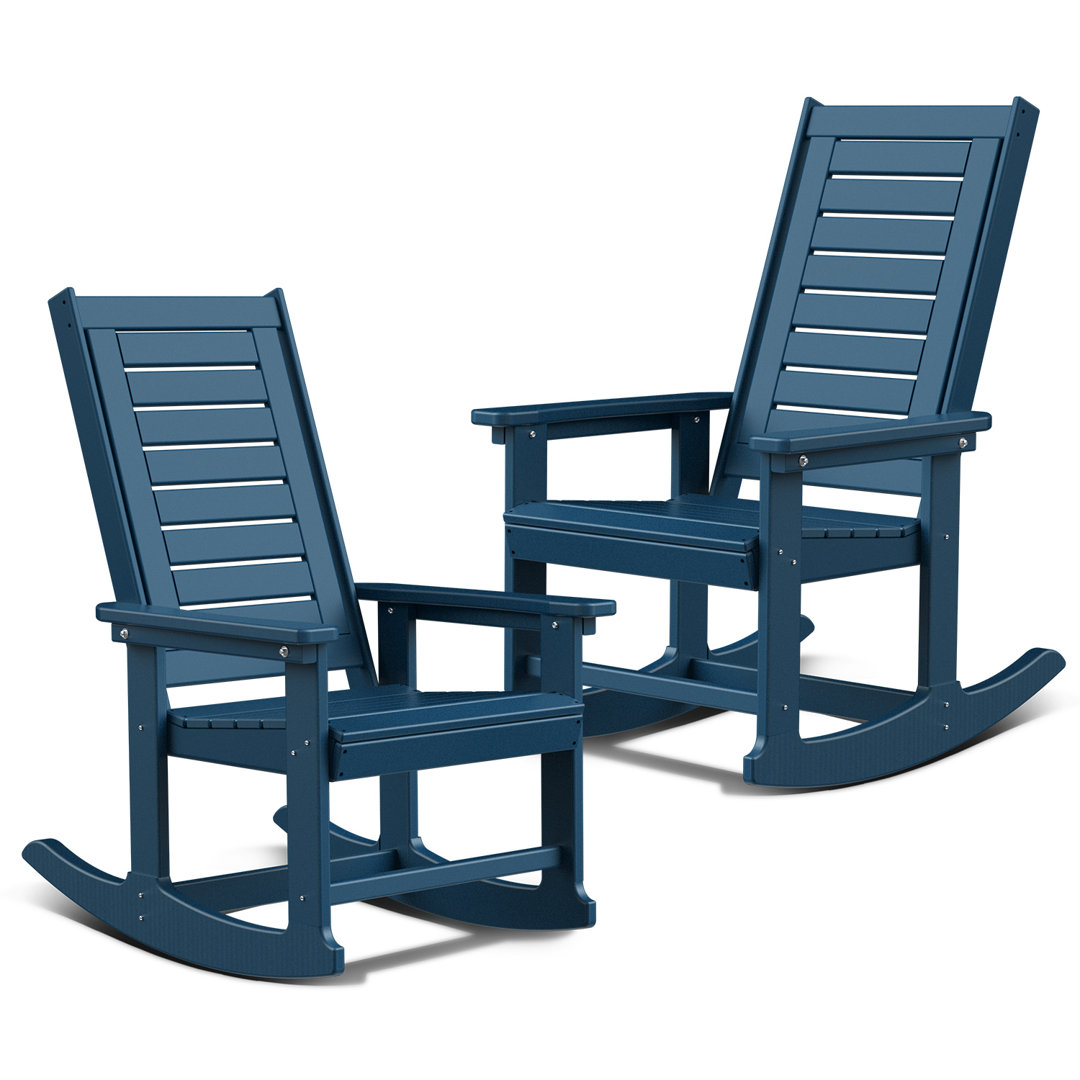HDPE Outdoor Rocking Chair (Set of 2) Rosecliff Heights Frame 