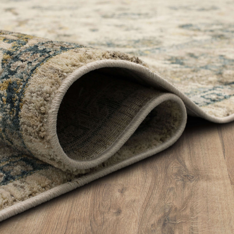 Tapis oriental crème / vert Darica, Rectangle 7 pi 8 po x 10 pi 3 po