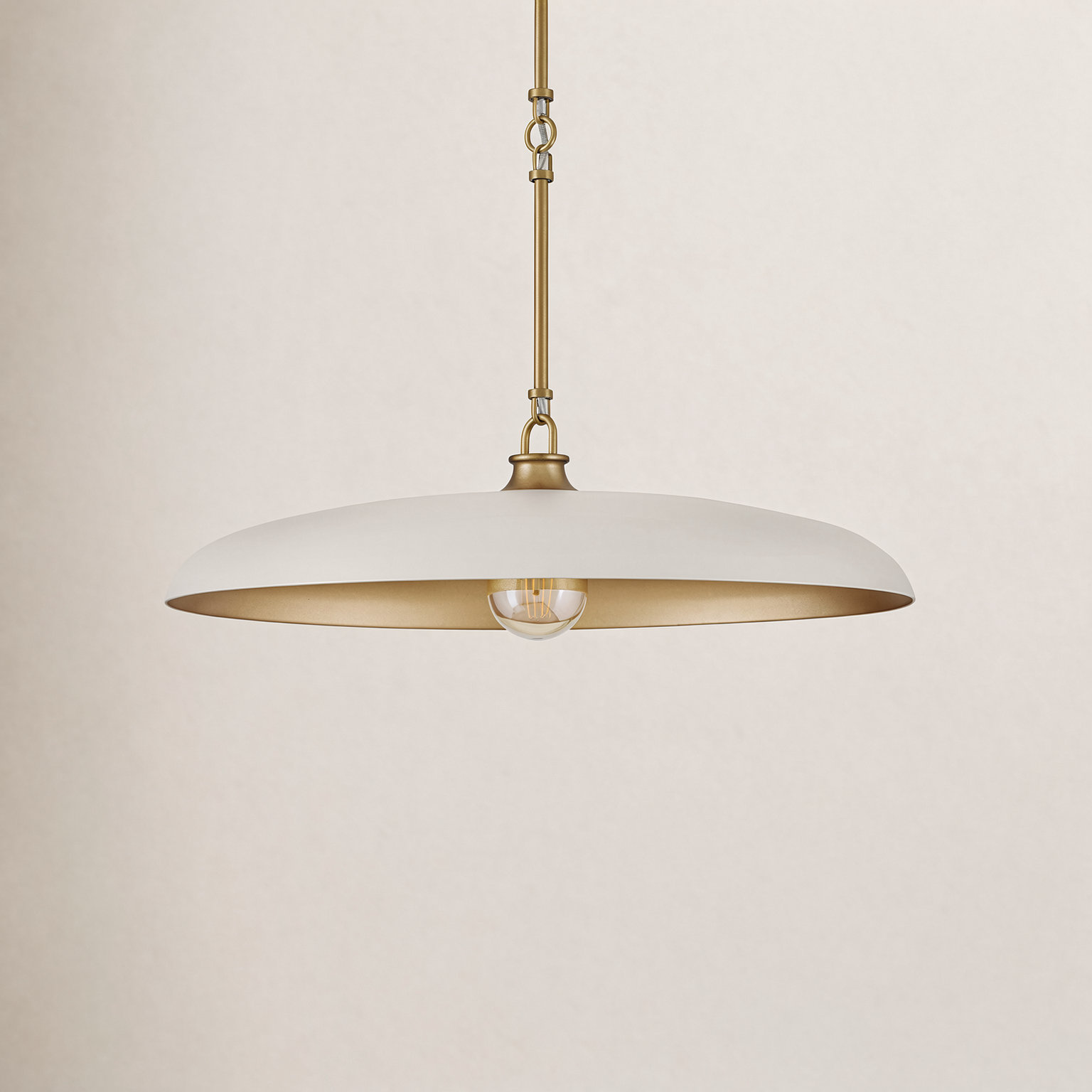 Sadie Dimmable Single Light Pendant, 8" H x 24" W x 24" D, Light Taupe