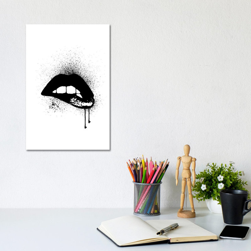 Lips Drip - Wrapped Canvas Print, 20.32 cm H x 30.48 cm W