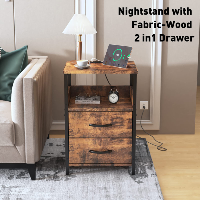 End Table with Charging Station, Vintage