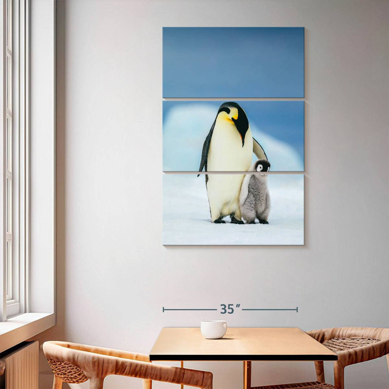 Mère et bébé pingouins, H 65 po x l 42 po