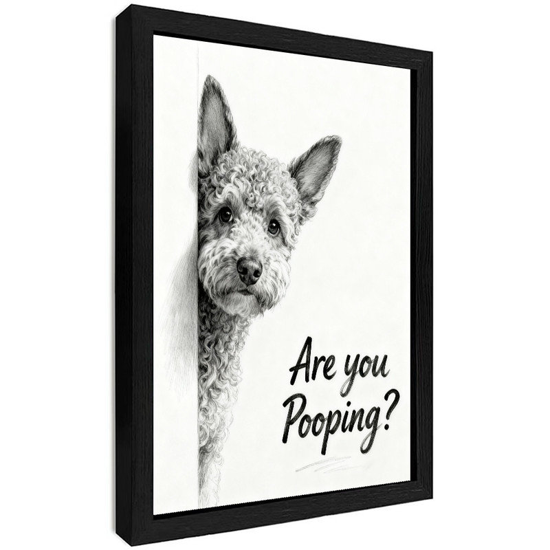 Caniche humoristique noir encadré «Are You Pooping? Art, impression amusante sur un cadre de salle de bain, H 17 po x l 13 po