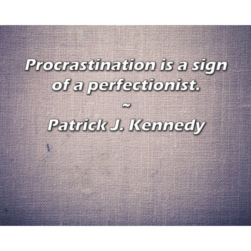 Toile tendue avec toile Trinx par Patrick J. Kennedy: «La procrastination est un signe de perfection, H 17 po x l 24 po