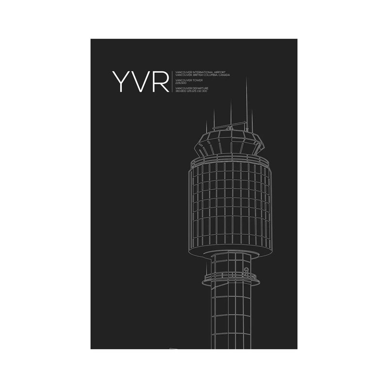 YVR Tower, Vancouver International Airport - Wrapped Canvas Print, 20.32 cm H x 30.48 cm W
