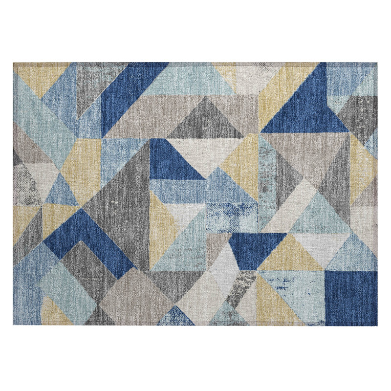 Machine Washable Indoor/Outdoor Chantille ACN2906 Geometric Rug, 1'8" x 2'6", Baltic
