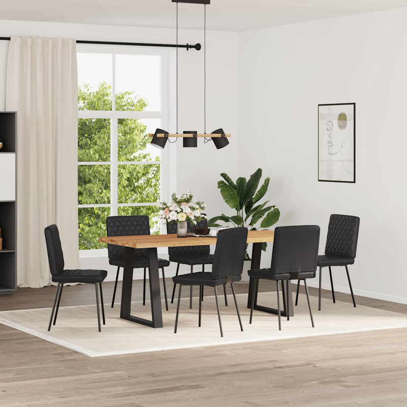  Ensemble de 6 chaises de salle à manger en similicuir noir, contreplaqué et métal, 6
