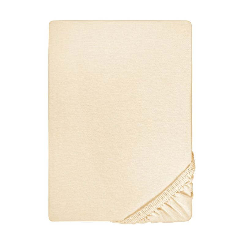 100% Cotton Jersey Knit Fitted Sheet, 90-100 x 190-220 cm, Champagne